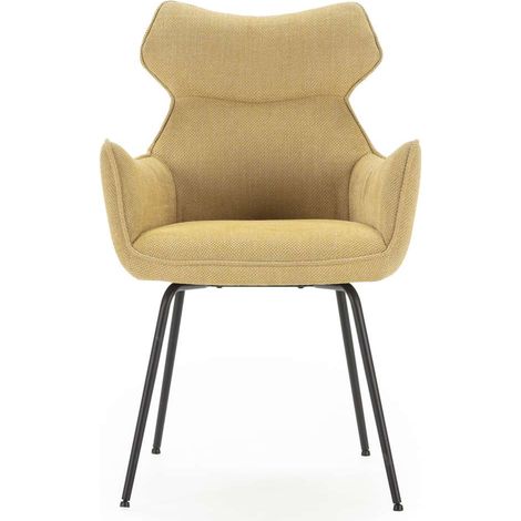Pack de 2 sillones modelo Dimitri tapizado textil mostaza, 90cm(alto) 60cm(ancho) 65cm(largo) (1/5)