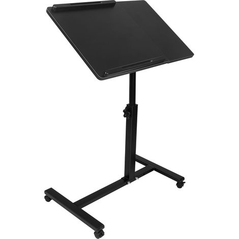 Table Ergonomique pour Ordinateur Portable avec Support de Souris Table d'appoint à roulettes Hauteur Réglable de 65 à 95 cm  Pivote à 360° pour lit et canapé noir