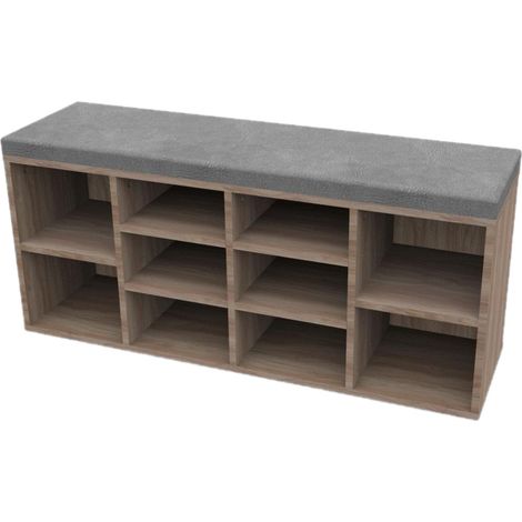 Banc meuble à chaussures avec coussin 10 paires JOE (1/2)