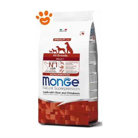 Monge Dog Natural Superpremium Adult All Breeds Agnello Riso e Patate - Monge Dog Natural Superpremium Adult All Breeds Agnello Riso e Patate - Sacco Da 12 Kg