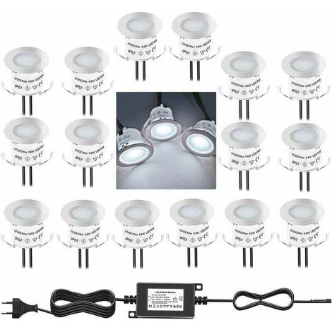 Confezione da 10 mini faretti LED da incasso per esterni, IP67 impermeabili, luce bianca diurna 4500K, luci da terra da 32 mm 0,6 W DC12V per percorsi, ponti, piscine e scale