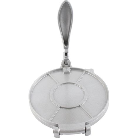 Presse à tortillas et rotis, outil de cuisson de 20 cm en alliage d'aluminium avec poignée incurvée. (1/5)