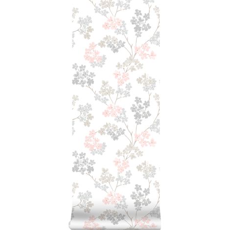 Superfresco Easy - Vliestapete Blumen - Rosa/Grau - 10m x 52cm