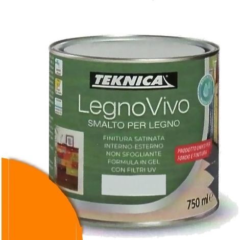 TEKNICA legno vivo smalto all'acqua per legno 750ml in gel vari colori - Colore: ARANCIO