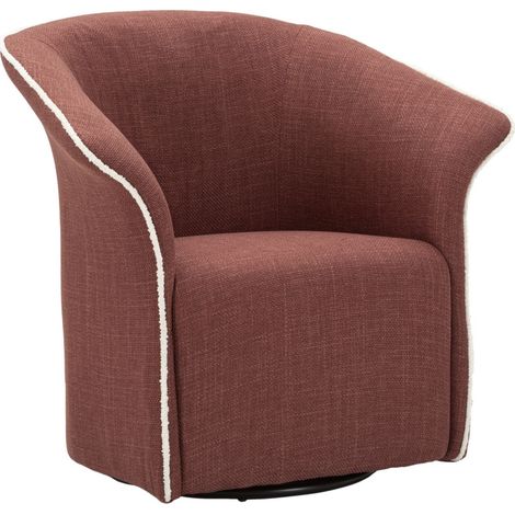 Poltrona girevole Siena in tessuto bordeaux con bordura avorio 83x66x80 cm