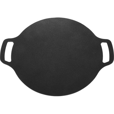 Poêle à grill ronde coréenne 36cm antiadhésive en aluminium pour barbecue induction gaz cuisson uniforme poignée double (1/4)