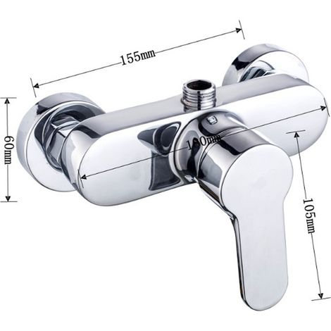 Mitigeur de douche monocommande, robinet de salle de bain monocommande, montage mural chromé (1/3)