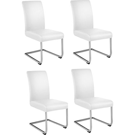 Stuhlhussen 4er Set Weiß PU Leder, elastisch & wasserdicht, waschbar (1/5)