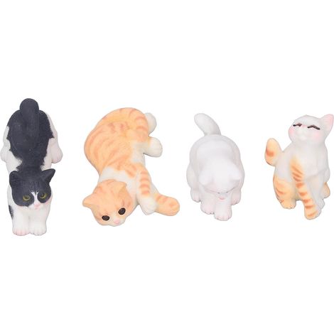 4 Miniatur-Katzenfiguren 1:12 Puppenhaus-Miniatur-Tiermodelle aus Kunstharz, Ornamente, Dekoration, Modellbau (1/5)