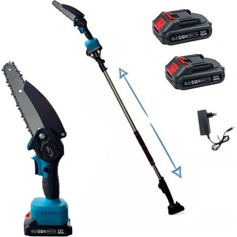 Trade Shop - Elettrosega Batteria 24v Motosega Potatore Troncarami Con Asta Telescopica 240mm - (1/2)