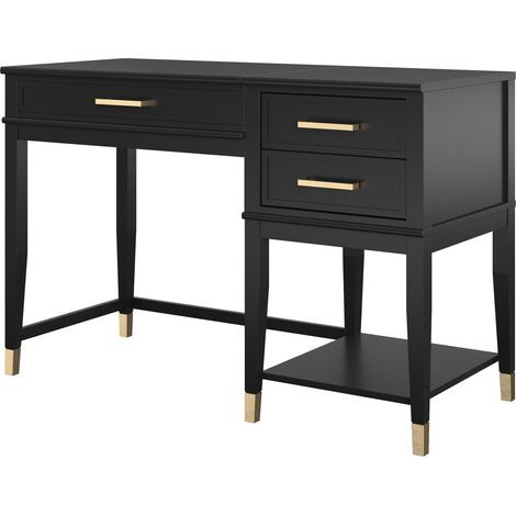 WesterleighBureau d'ordinateur avec plateau élévateur en mélaminé noir (1/5)