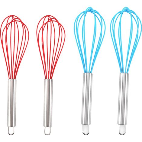 Fouet En Silicone - Acier Inoxydable - Pour Casseroles Antiadhésives Et Préparation De Sauces - Lot De 4 (1/5)