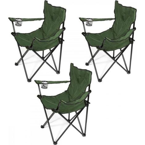 -Chaise Pliante Multifonctionnelle D'extérieur-Chaise De Camping Pliante-Avec Accoudoirs-Pour Camping Et Balcon-Vert Foncé (1/5)