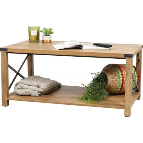 Table basse en bois "Jane" - Marron - L 100 x l 55 x H 46 cm - Livraison gratuite