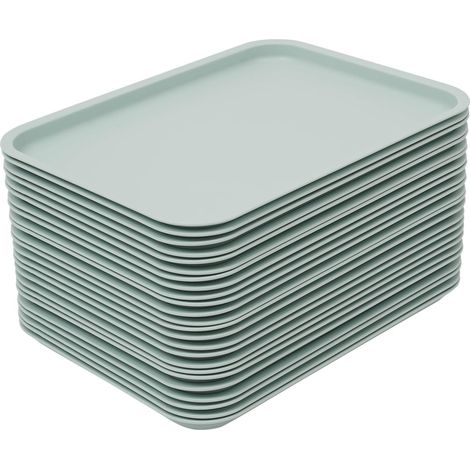 Tabletts für Schnellimbisse, rechteckiges Serviertablett, 24 stapelbare Tabletts für Cafeterias, Schnellrestaurants, Kantinen, Küchen, Hotels, Restaurants, Imbissstuben (blau)