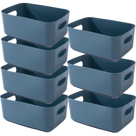 Lot de 7 boîtes de rangement bleues – Paniers de rangement en plastique 20 x 14 x 7 cm – Pratiques, durables et multifonctionnels, ils sont parfaits pour la maison, le bureau et la cuisine. (1/5)