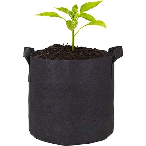Lot de 5 sacs de culture pour légumes - En tissu non tissé respirant - Avec poignées - Pour pommes de terre, tomates, carottes, légumes, jardin d'enfants, jardin - Noir (1/5)