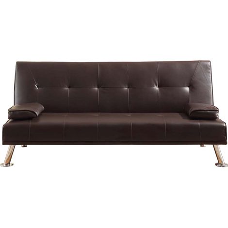 Faux Leather Sofa Bed in Chocolate