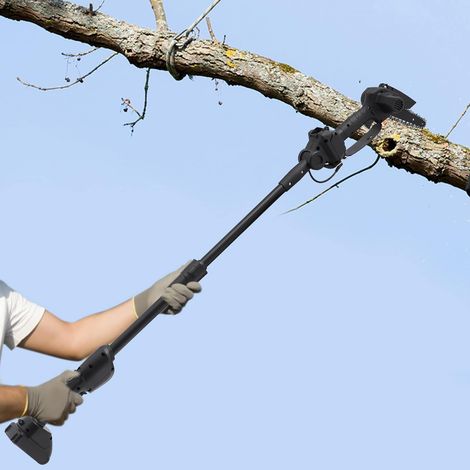 Tronçonneuse 2 en 1 avec chaîne de 23 cm, longueur totale de 4,26 pieds, batterie 1500mAh pour branches de 3,93 pouces d'épaisseur
