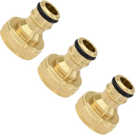 Dapetz ® 3 Pieces 3/4 Inch Garden Hose Quick Connector Brass Quick Hose End Connector Hose Tap Connector 3/4" Threaded Garden Water Pipe Adaptor Fitting (1/5)