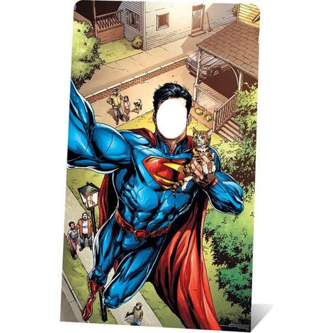 Figurine en carton et passe tête Superman sauve un chaton (DC COMICS) Hauteur 168 cm (1/5)