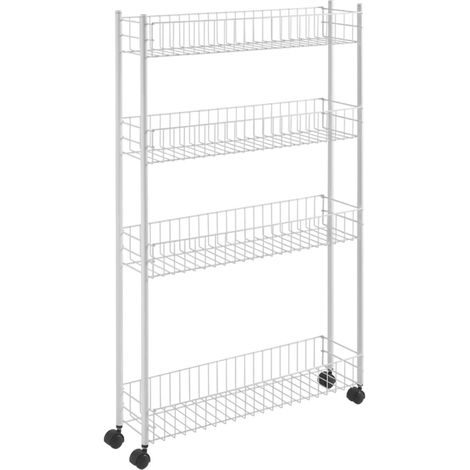 Carrello Stretto con Ripiani Scaffale con Ruote Cucina Bagno Metaltex - Formato: 4 Ripiani (1/4)