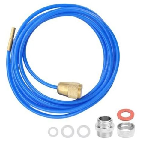 Déboucheur haute pression, tuyau de débouchage pour robinets, 3 mètres de long, avec buse en laiton et joints pour tuyaux M22, M24 et 1/2 pouce, bleu