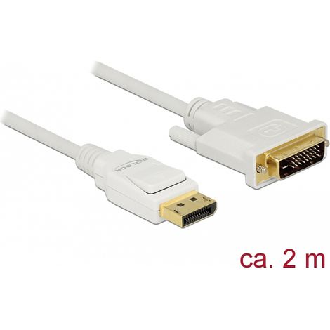 Delock Cable Displayport 1.2 macho  DVI 24+1 macho pasivo 2 m blanco