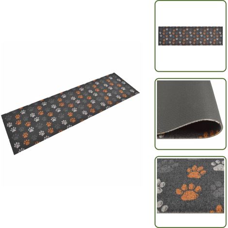 The Living Store Tapis de cuisine lavable impression de pattes 60x180 cm velours - Tapis de sol