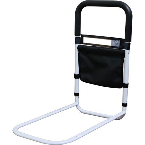 FIANAO – Poignée de lit – Barre d’appui – réglable en hauteur – lampe capteur + poche rangement – Idéal seniors, femmes enceintes, handicapés – Dimensions: 50 × 30 × 55 cm – Blanc (1/5)
