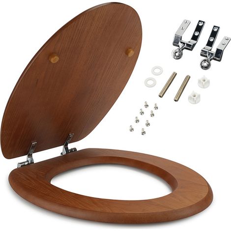 WC-Sitz mit Deckel, MDF, schlichtes Design, braun - WC-Sitz mit Deckel, MDF, schlichtes Design, braun (1/5)