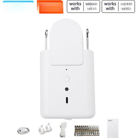 Moteur rideau BT – ouverture auto, appli/voix, minuterie, T°/lumière, pour tringle romaine (1/5)