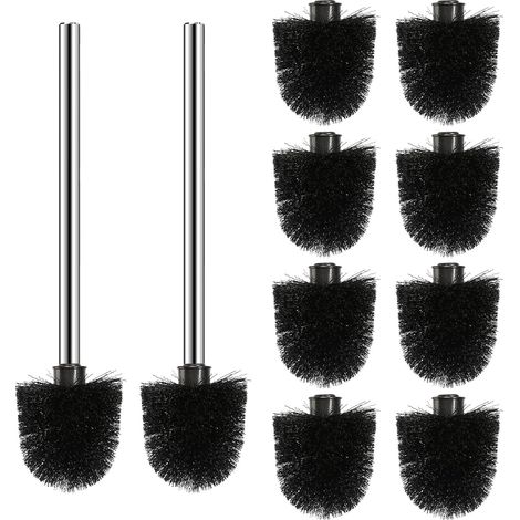 10 Pièces Têtes de Brosse WC avec 2 Manches en Acier Inoxydable Brosse Toilettes WC Diamètre 8 cm Balai Toilette WC Brosse Nettoyage WC pour Nettoyage Toilettes et Salle de Bain (1/5)