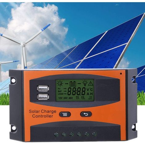 PWM Solar Controller – 20A 12V/24V Solar Panel Regulator with LCD Screen, Two USB Ports, and Advanced Features for Efficient Battery Charging (1/5)