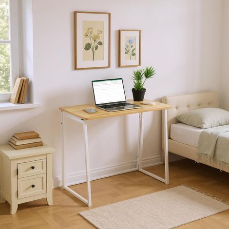 Table Pliable à Dessin/Bureau, Plateau Bois et Cadre Métal, Facile à Ranger et à Transporter, Parfaite pour Artistes, Etudiants Créatifs, Oak, 80 x 40 x 74 cm (1/5)