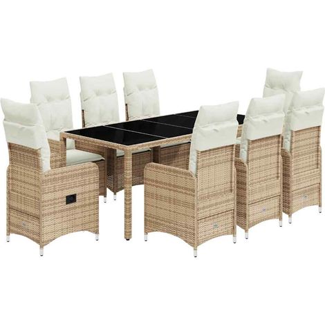 Maison Exclusive - 9-tlg. Garten-Bistro-Set mit Kissen Beige Poly