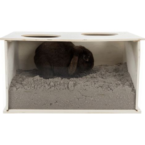 Boite à fouiner en bois naturel pour rongeurs – Accessoire pour clapier – Entrées/sorties pratiques – Panneau acrylique transparent – 58x30x38 cm – Trixie