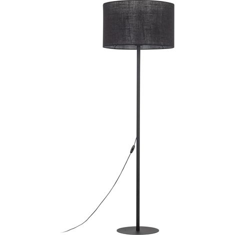 Lampadaire métal tissu E27 160 cm haut noir rond moderne