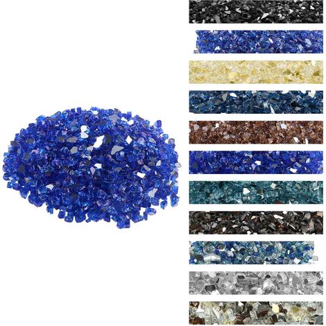 VEVOR Vetro per Braciere, Pietre per Caminetti Resistenti alle Alte Temperature, 9 kg, Riflettenti e Antifumo da 12,7 mm, Perle di Vetro Alta Lucentezza per Tavolo da Braciere, Blu Cobalto