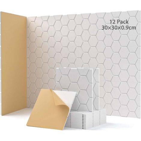 12 panneaux auto-adhésifs insonorisants, panneaux d'isolation acoustique, 30x30x0,9 cm, adaptés à l'isolation acoustique des murs, portes et plafonds. (1/5)