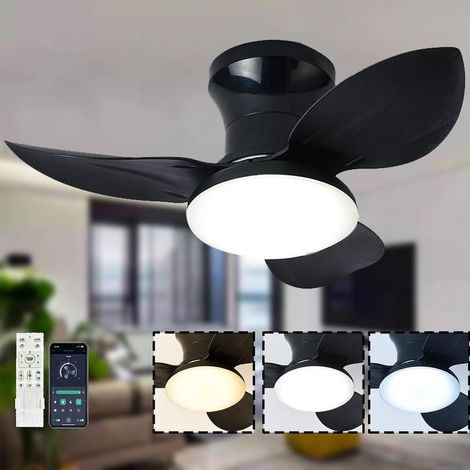Plafonnier ventilateur moderne avec éclairage intelligent, variateur, télécommande, lumière LED, 6 vitesses, 3 pales, montage encastré discret ,65 cm (1/5)