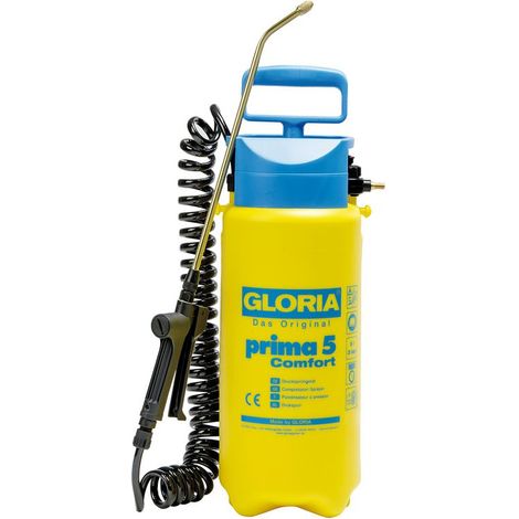 Pulverisateur a pression 5L GLORIA Prima 5 Comfort - Avec lance et buse laiton + tuyau a spirales de 2,50m