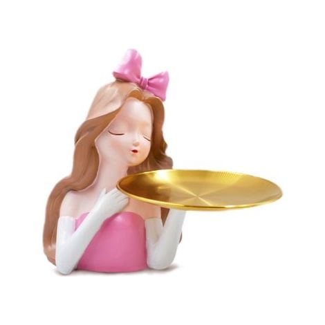 Decorazione Casa in Resina Vestito Rosa con Piatto 27 cm (1/2)