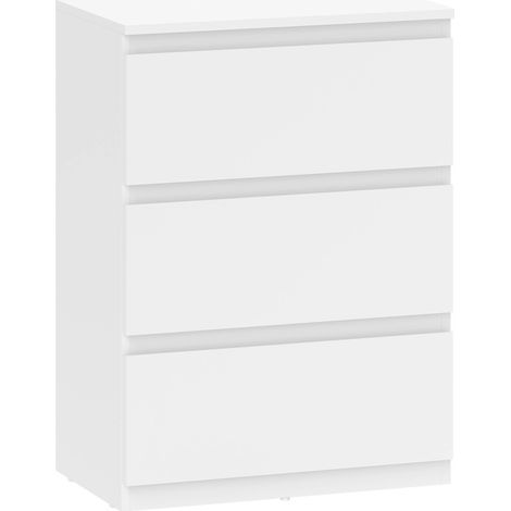 Cómoda blanca de 3 cajones para dormitorio (1/5)