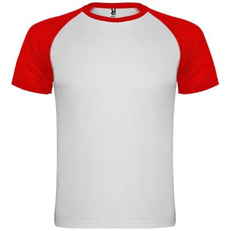 Camiseta deportiva en tejido técnico de manga corta INDIANAPOLIS 12 Blanco/Rojo (1/4)