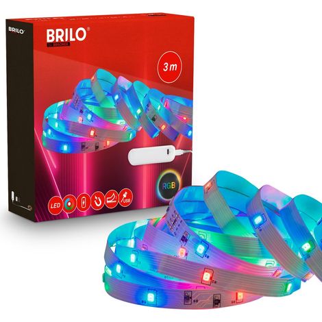 Briloner Striscia LED Ricaricabile RGB 3 m USB-C Autoadesiva Magnetica Bianco - Nastro LED Soggiorno Camera Da Letto (1/5)