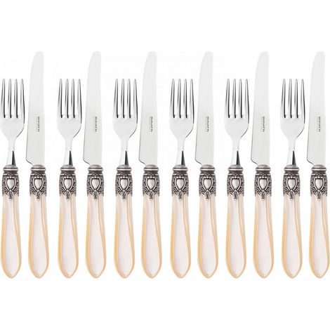 OXFORD Ghiera Argento Antico, Posate Set 12 Pz Frutta, Scatola