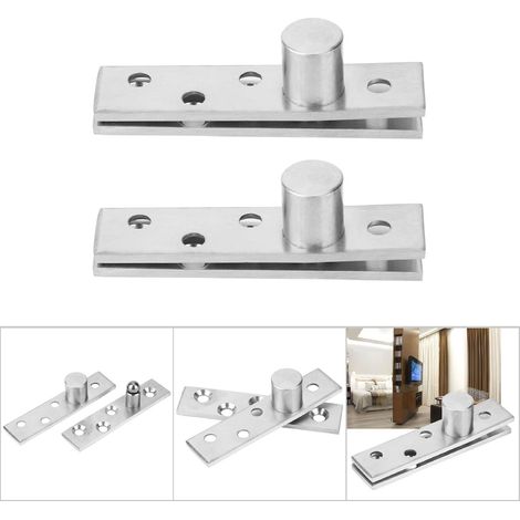 2 charnières pivotantes à 360 degrés en acier inoxydable, charnières de porte rotatives de 75 mm de long, pivot excentrique (1/5)