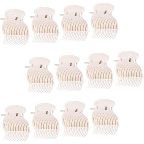 Lot de 12 pinces à bigoudis en plastique pour femmes et filles - Blanc (1/5)