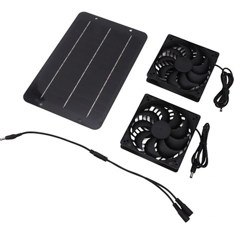 Filiyano – Kit de ventilateurs solaires pour usage extérieur pour la ventilation de serres, double ventilateur à économie d'énergie avec conception (1/2)